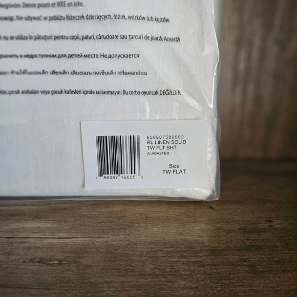 Ralph Lauren Linen Solid Twin Flat Sheet Alabaster White NIB - Picture 3 of 3